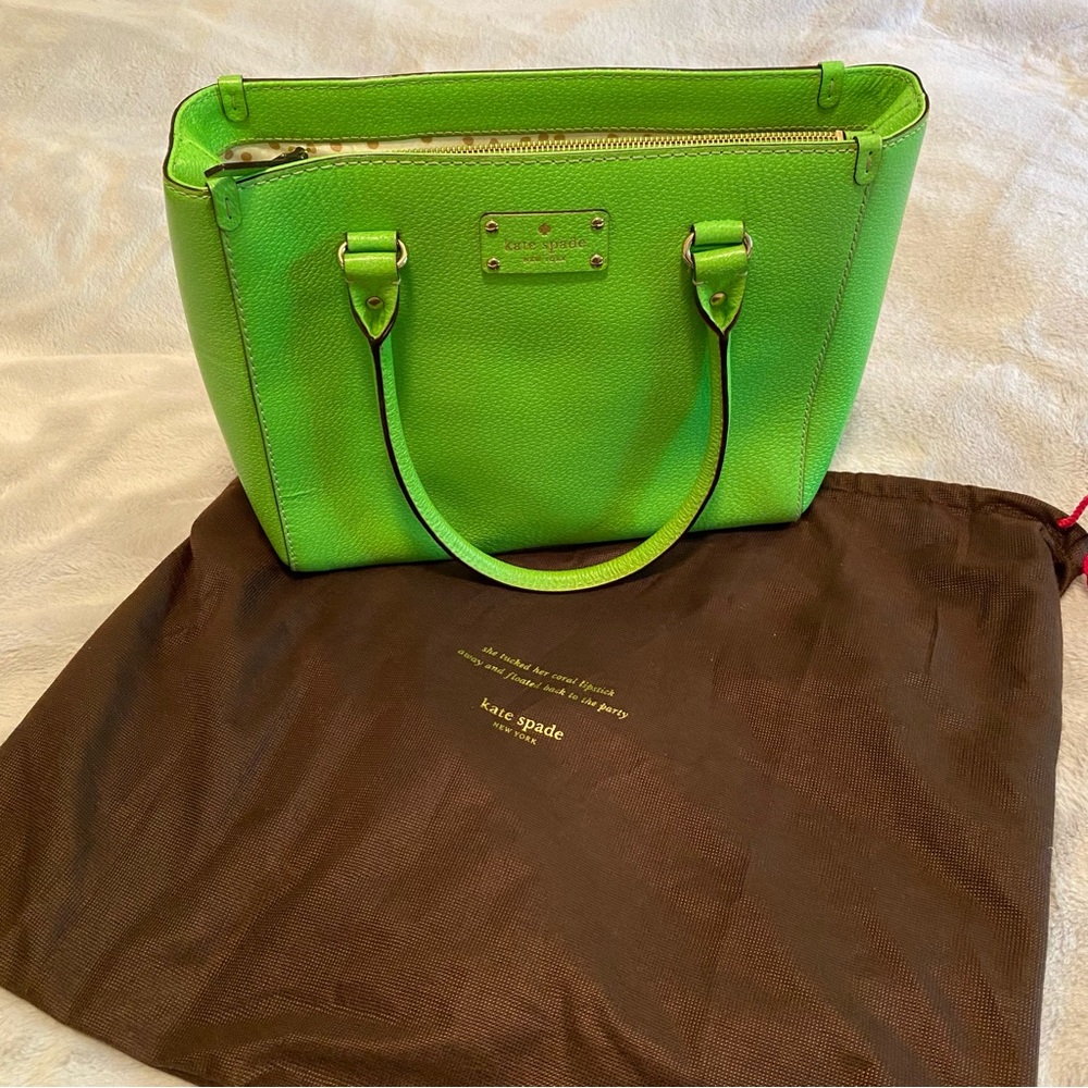 Kate Spade Wellesley Quinn handbag in Apple Green leather & dust cover